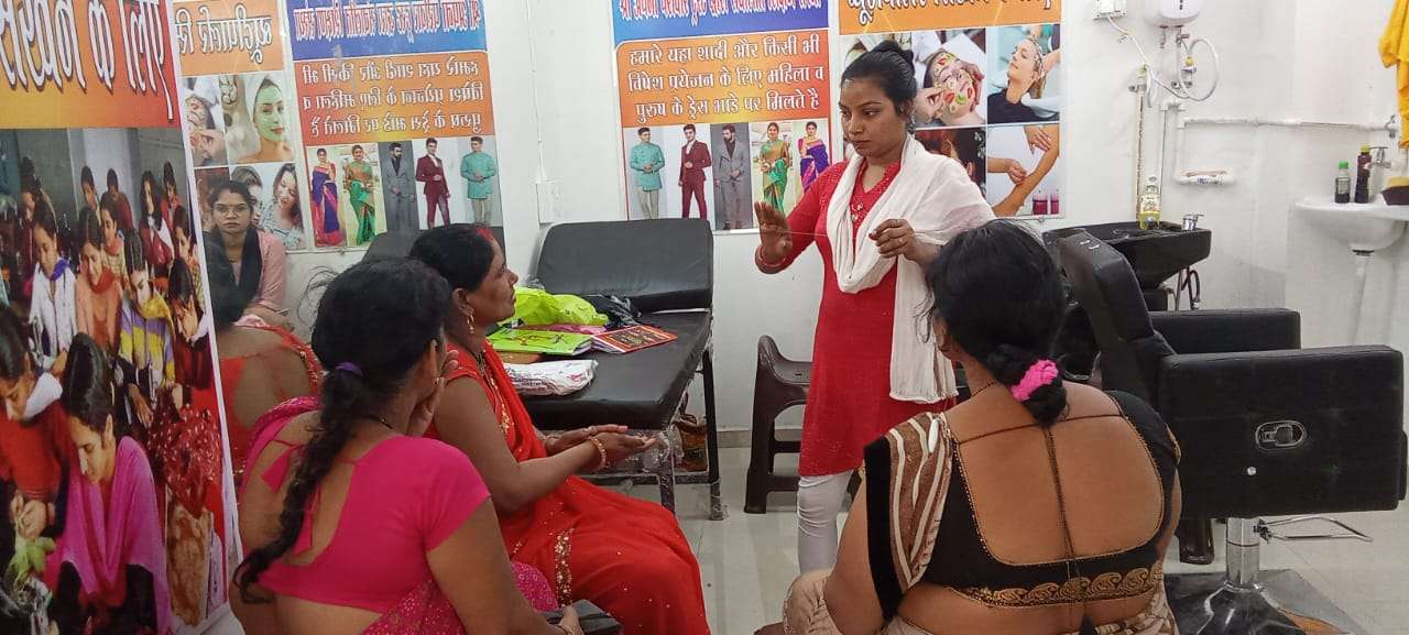 Women participating in a community training program